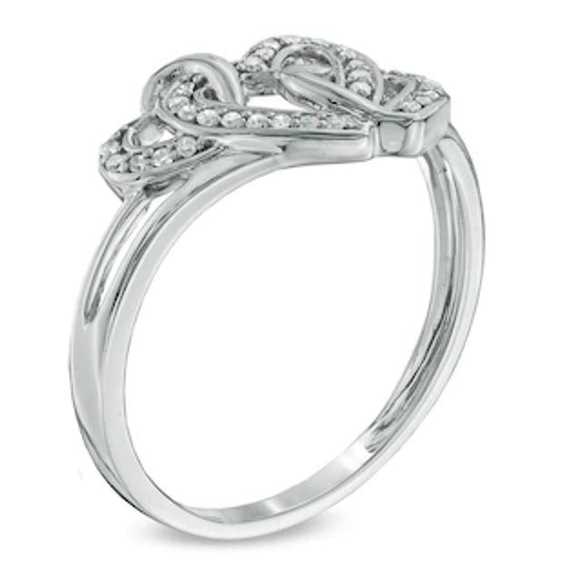 0.10 CT. T.W. Diamond Triple Heart Promise Ring in Sterling Silver|Peoples Jewellers