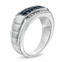 Men's 1.00 CT. T.W. Enhanced Blue and White Diamond Band in Sterling Silver|Peoples Jewellers