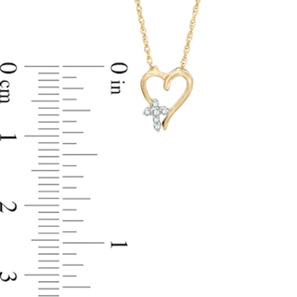 Diamond Accent Heart with Cross Pendant in 10K Gold|Peoples Jewellers