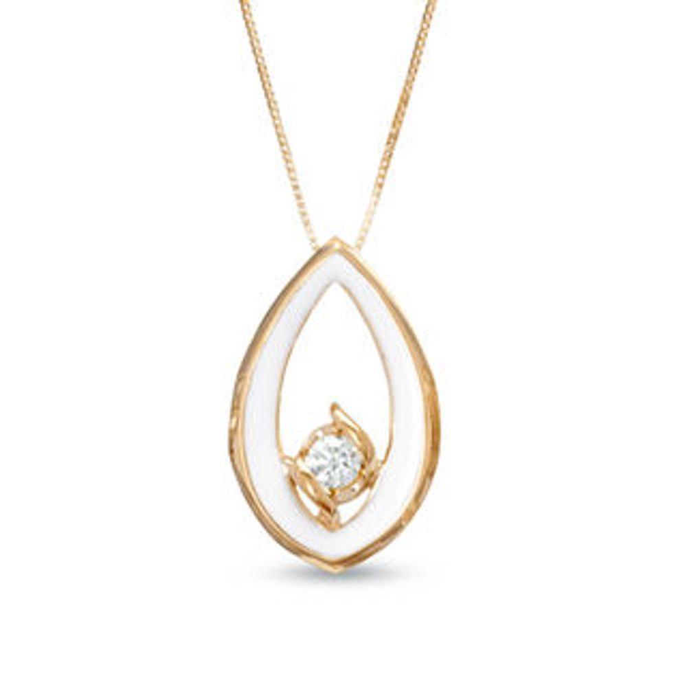 Sirena™ 0.14 CT. Diamond Solitaire Pendant in 14K Gold with White Enamel|Peoples Jewellers