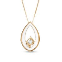Sirena™ 0.14 CT. Diamond Solitaire Pendant in 14K Gold with White Enamel|Peoples Jewellers