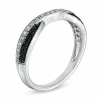 0.33 CT. T.W. Enhanced Black and White Diamond Contour Wedding Band in 14K White Gold|Peoples Jewellers