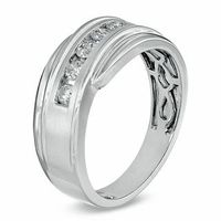 Men's 0.50 CT. T.W. Diamond Five Stone Comfort Fit Band in 14K White Gold|Peoples Jewellers