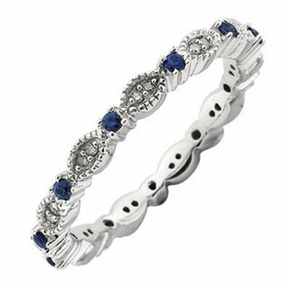 Stackable Expressions™ Blue Sapphire and Diamond Accent Ring in Sterling Silver|Peoples Jewellers