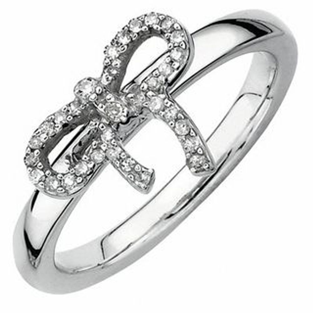 Stackable Expressions™ 0.10 CT. T.W. Diamond Bow Ring in Sterling Silver|Peoples Jewellers