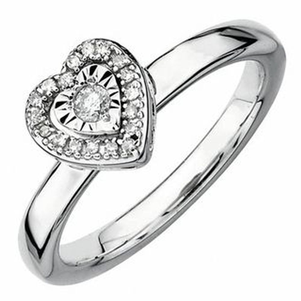 Stackable Expressions™ 0.12 CT. T.W. Diamond Heart Ring in Sterling Silver|Peoples Jewellers
