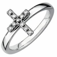 Stackable Expressions™ 0.10 CT. T.W. Diamond Cross Ring in Sterling Silver|Peoples Jewellers