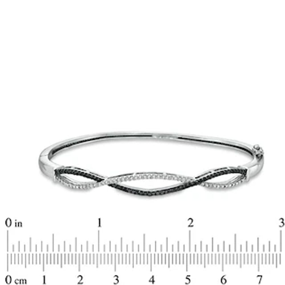0.50 CT. T.W. Enhanced Black and White Diamond Criss-Cross Bangle in Sterling Silver|Peoples Jewellers