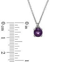 6.0mm Cushion-Cut Amethyst and Diamond Accent Pendant and Ring Set in Sterling Silver - Size 7|Peoples Jewellers