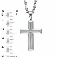 Men's Diamond Accent Cross Pendant in Stainless Steel - 24"|Peoples Jewellers