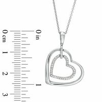 0.09 CT. T.W. Diamond Double Heart Outline Pendant in Sterling Silver|Peoples Jewellers