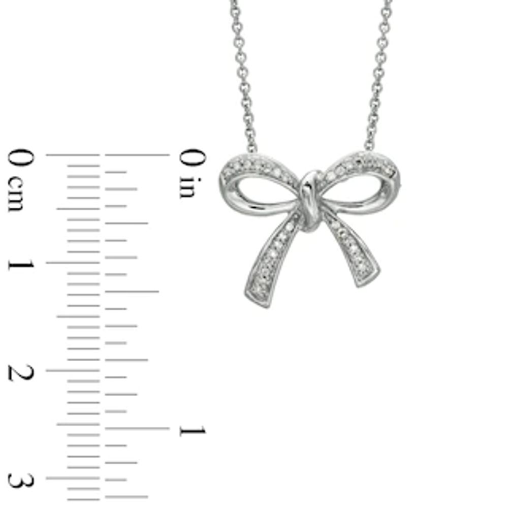 Diamond Accent Bow Pendant in Sterling Silver|Peoples Jewellers