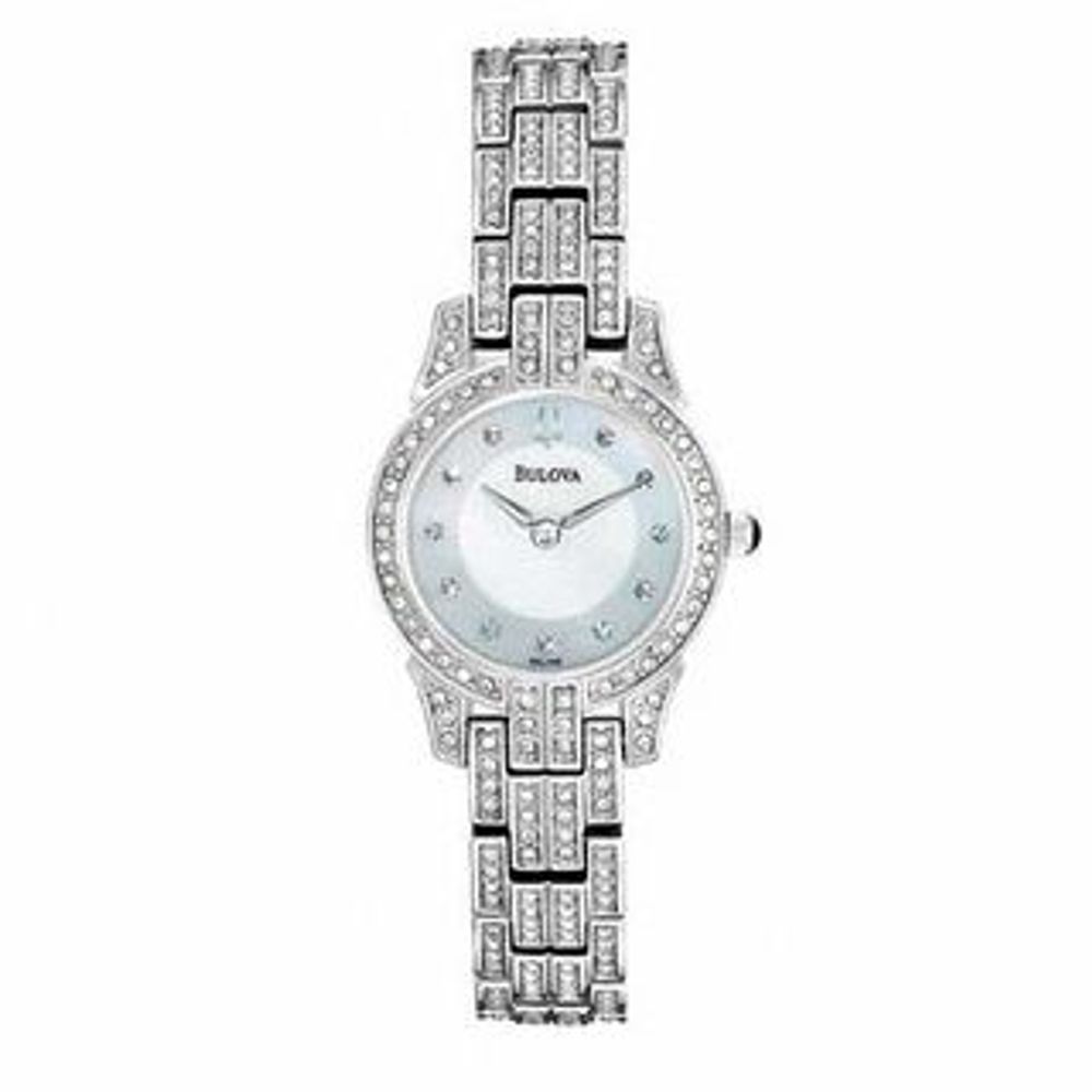 Ladies' Bulova Crystal Collection Watch with Mother-of-Pearl Dial (Model: 96L149)|Peoples Jewellers