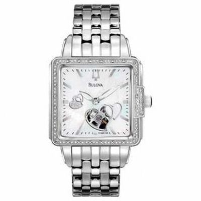 Ladies' Bulova Automatic Watch with Square White Dial (Model: 96R155)|Peoples Jewellers