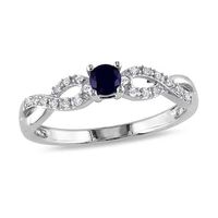 Lab-Created Blue Sapphire and Diamond Accent Promise Ring in Sterling Silver|Peoples Jewellers