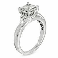 0.50 CT. T.W. Quad Princess-Cut Diamond Frame Engagement Ring in 10K White Gold|Peoples Jewellers