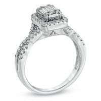 0.58 CT. T.W. Baguette Diamond Frame Engagement Ring in 14K White Gold|Peoples Jewellers