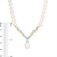 Freshwater Cultured Pearl and 0.09 CT. T.W. Diamond Necklace in Sterling Silver and 14K Gold-17"|Peoples Jewellers