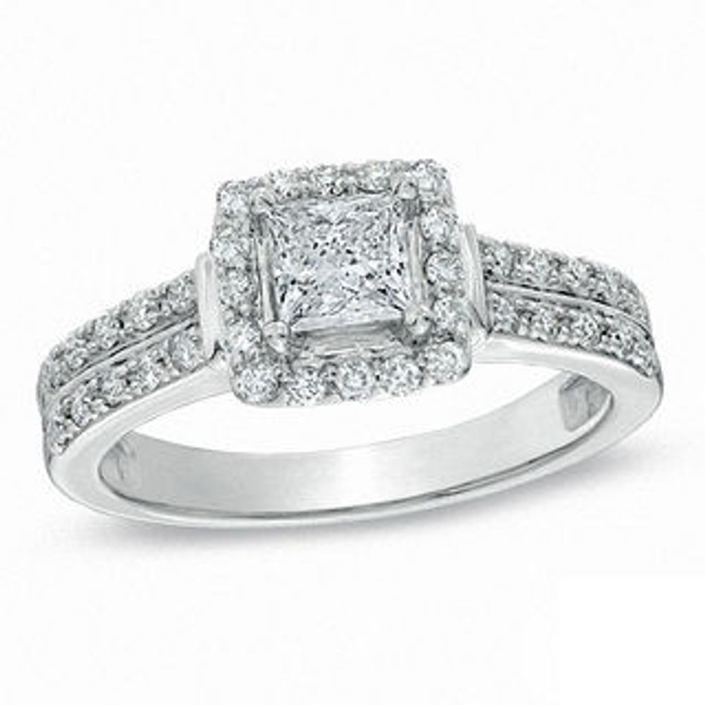 0.87 CT. T.W. Canadian Certified Princess-Cut Diamond Engagement Ring in 14K White Gold (I/I1)|Peoples Jewellers