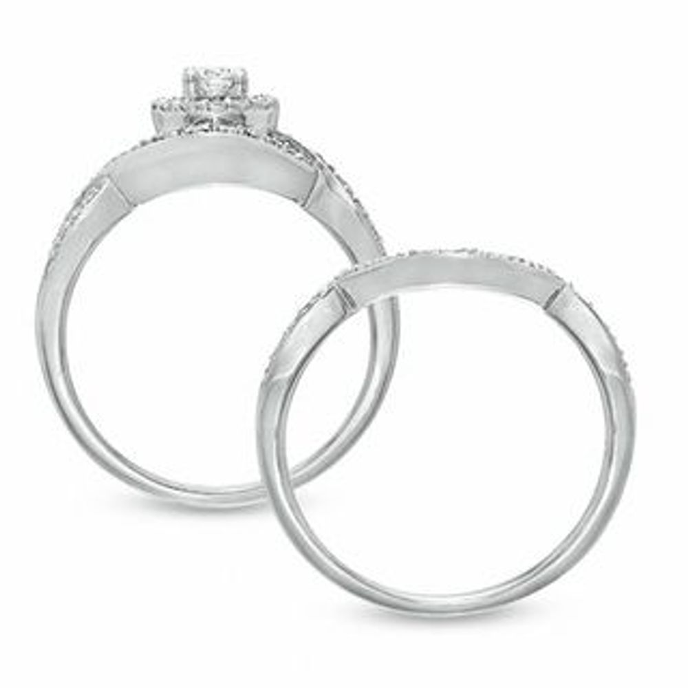 0.50 CT. T.W. Diamond Twist Frame Bridal Set in 14K White Gold|Peoples Jewellers