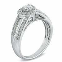 0.62 CT. T.W. Diamond Vintage-Style Heart Frame Engagement Ring in 14K White Gold|Peoples Jewellers