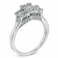 0.58 CT. T.W. Baguette Diamond Three Stone Ring in 14K White Gold|Peoples Jewellers