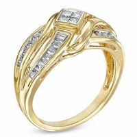 0.50 CT. T.W. Princess-Cut Quad Diamond Criss-Cross Ring in 10K Gold|Peoples Jewellers
