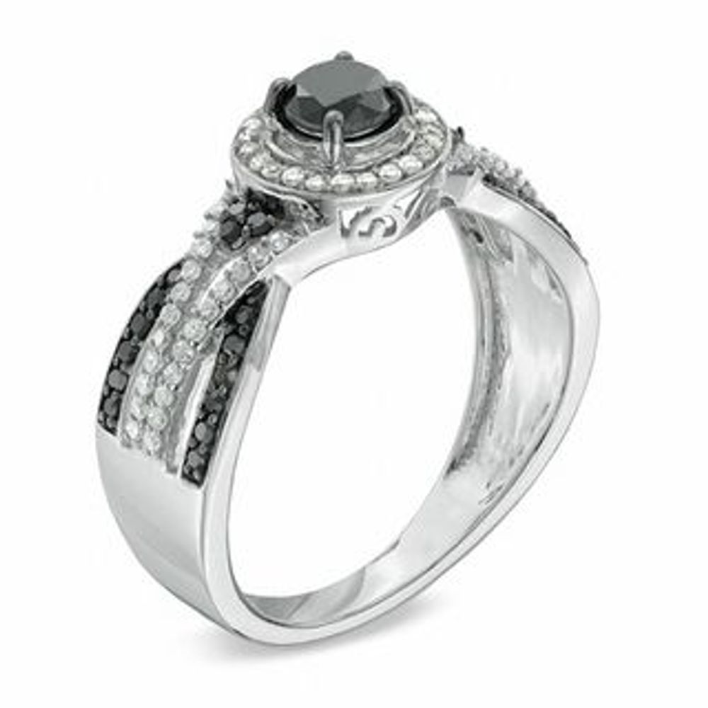 0.75 CT. T.W. Enhanced Black and White Diamond Woven Ring in 10K White Gold|Peoples Jewellers