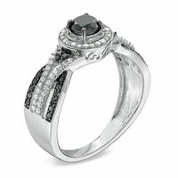 0.75 CT. T.W. Enhanced Black and White Diamond Woven Ring in 10K White Gold|Peoples Jewellers