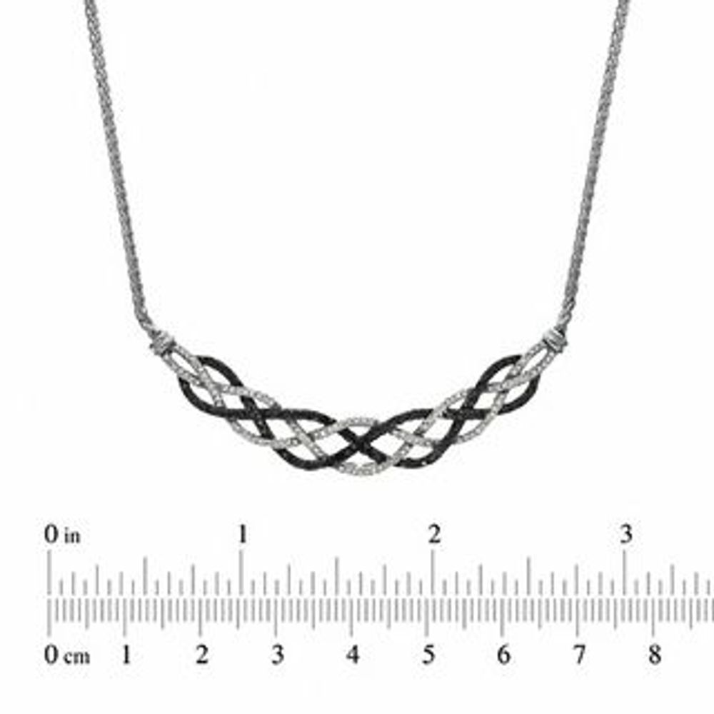 0.50 CT. T.W. Enhanced Black and White Diamond Loose Braid Necklace in Sterling Silver|Peoples Jewellers