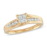 0.50 CT. T.W. Quad Princess-Cut Diamond Engagement Ring in 14K Gold|Peoples Jewellers