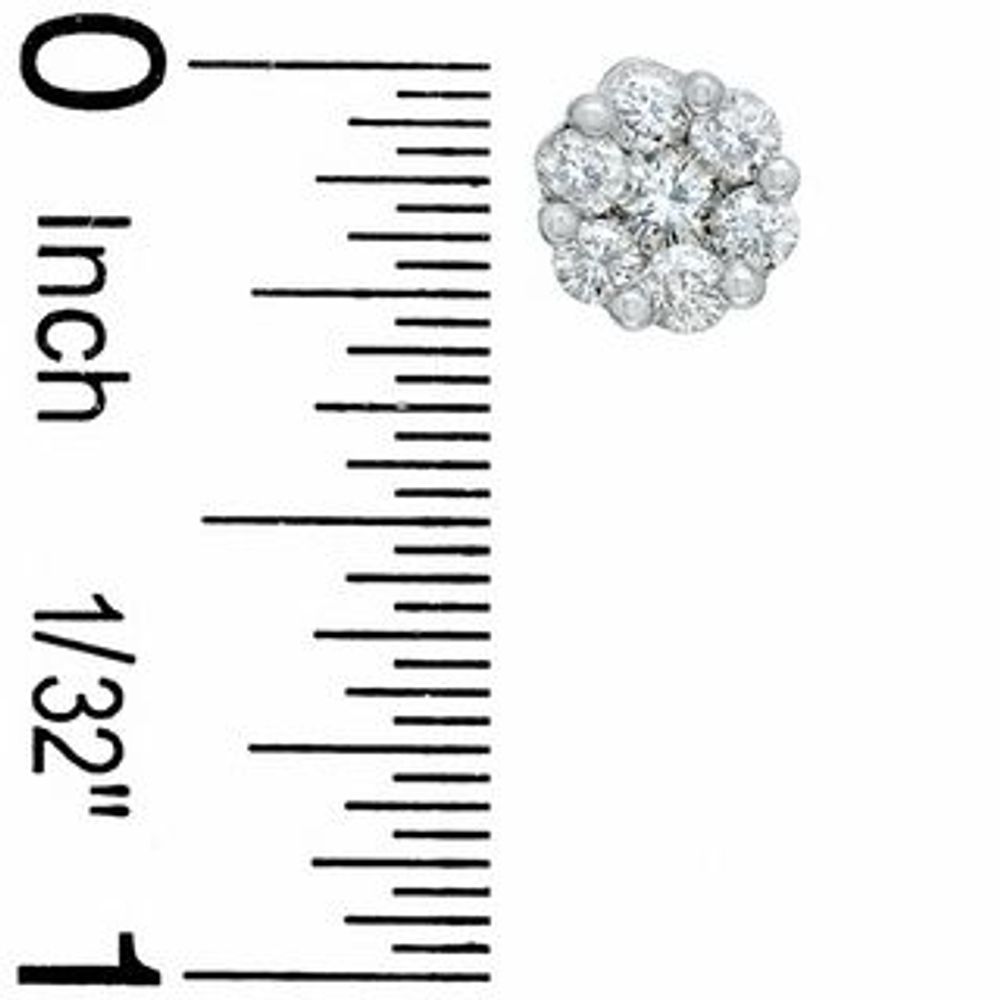 1.00 CT. T.W. Diamond Cluster Stud Earrings in 14K White Gold|Peoples Jewellers