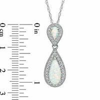Pear-Shaped Lab-Created Opal and White Sapphire Drop Pendant in Sterling Silver|Peoples Jewellers