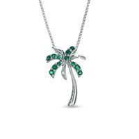 Emerald and Diamond Accent Palm Tree Pendant in Sterling Silver|Peoples Jewellers