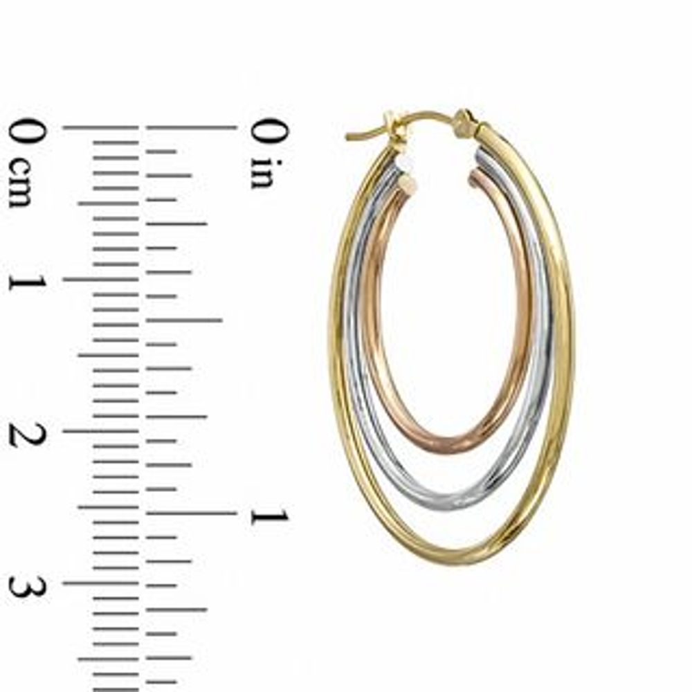 Triple Hoop Earrings in 10K Tri-Tone Gold|Peoples Jewellers