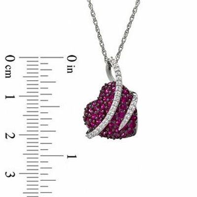 Lab-Created Ruby and White Sapphire Heart Pendant in Sterling Silver|Peoples Jewellers