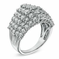 3.00 CT. T.W. Diamond Cluster Multi-Row Anniversary Ring in 10K White Gold|Peoples Jewellers