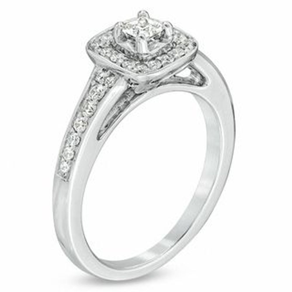 0.50 CT. T.W. Certified Canadian Princess-Cut Diamond Frame Ring in 14K White Gold (I/I1)|Peoples Jewellers