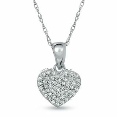 0.14 CT. T.W. Heart-Shaped Multi-Diamond Pendant in 10K White Gold|Peoples Jewellers