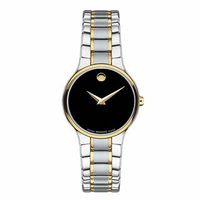 Ladies' Movado Serio Two-Tone Stainless Steel Watch with Black Dial (Model: 0606389)|Peoples Jewellers