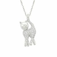 0.17 CT. T.W. Diamond Cat Pendant in Sterling Silver|Peoples Jewellers