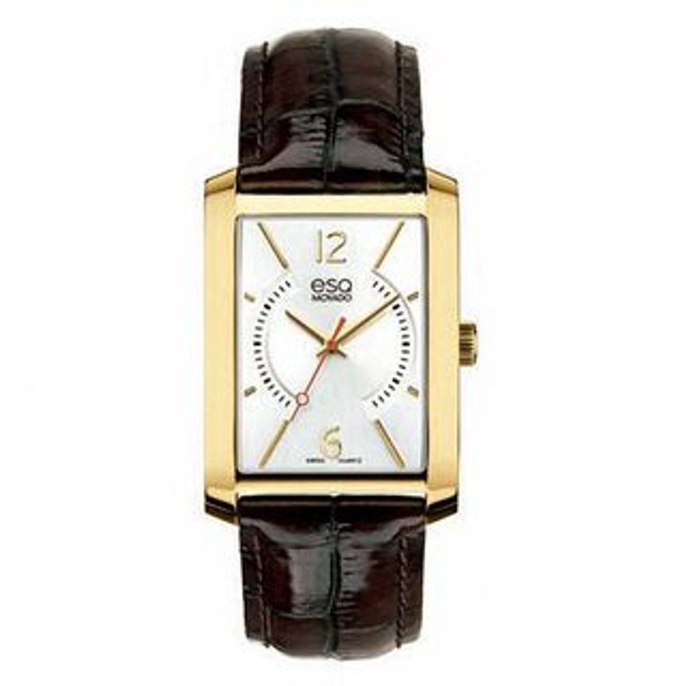 Men's ESQ Movado Synthesis Gold-Tone Strap Watch with Rectangular Silver-Tone Dial (Model: 07301420)|Peoples Jewellers