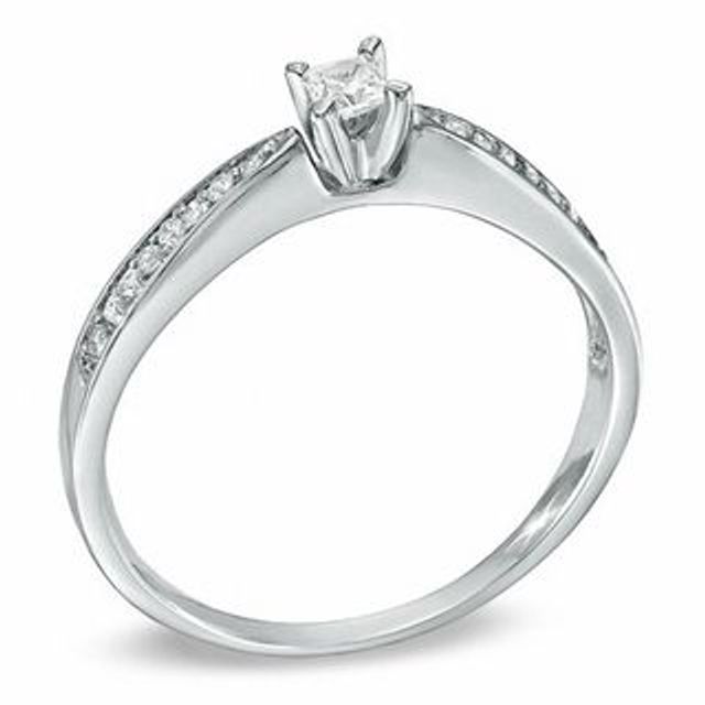 0.20 CT. T.W. Princess-Cut Diamond Tapered Shank Promise Ring in 10K White Gold|Peoples Jewellers