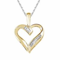 Baguette Diamond Accent Heart Pendant in 10K Gold|Peoples Jewellers