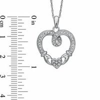 0.16 CT. T.W. Diamond Claddagh Loop Heart Pendant in Sterling Silver|Peoples Jewellers