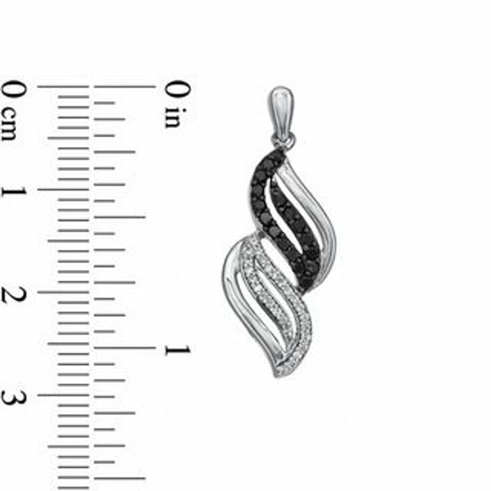 0.50 CT. T.W. Enhanced Black and White Diamond Wave Drop Earrings in Sterling Silver|Peoples Jewellers