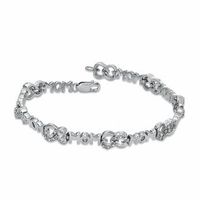 0.20 CT. T.W. Diamond "Mom" Heart Bracelet in Sterling Silver|Peoples Jewellers