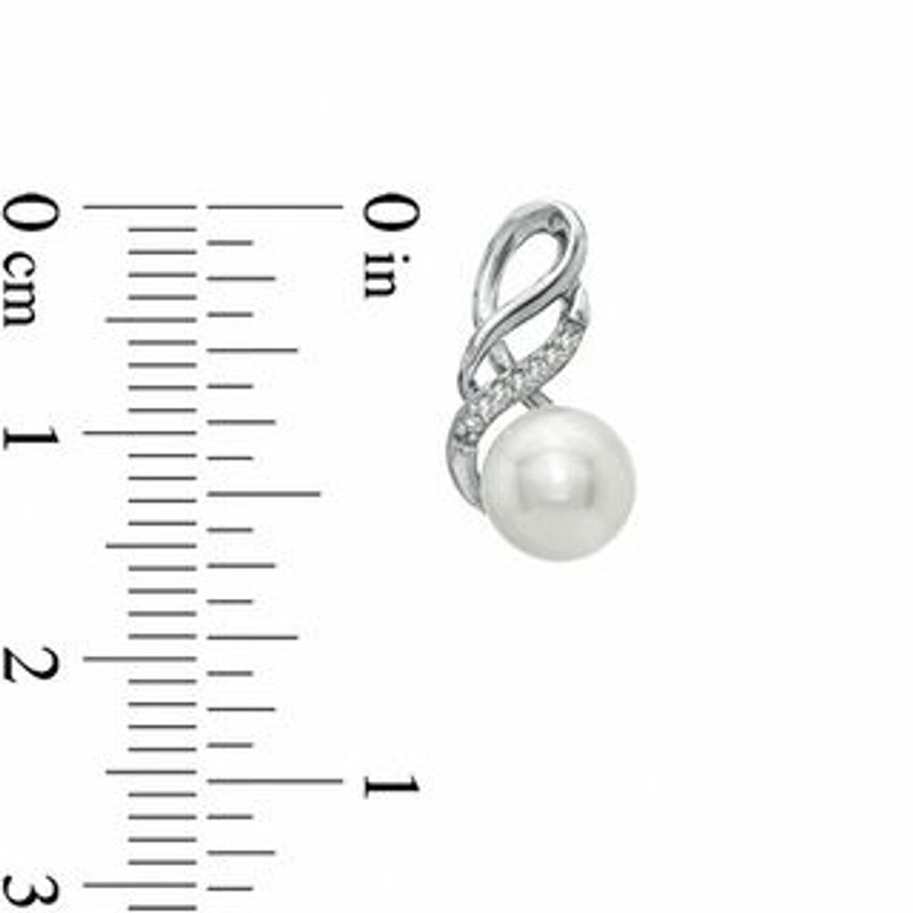 Honora 6.5 - 7.0mm Cultured Freshwater Pearl and Diamond Accent Swirl Earrings in Sterling Silver|Peoples Jewellers