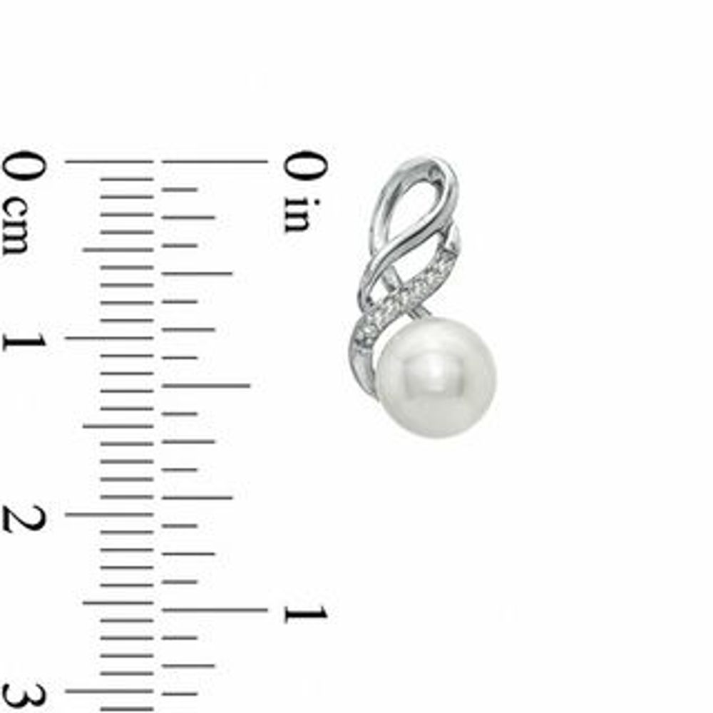 Honora 6.5-7.0mm Freshwater Cultured Pearl and Diamond Accent Swirl Earrings in Sterling Silver|Peoples Jewellers