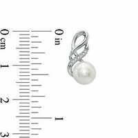 Honora 6.5-7.0mm Freshwater Cultured Pearl and Diamond Accent Swirl Earrings in Sterling Silver|Peoples Jewellers